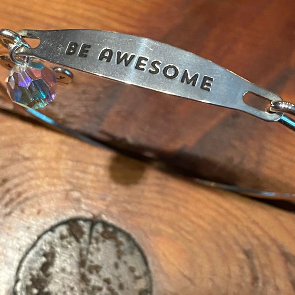 CHAMILIA STERLING SILVER ID BRACELET "BE AWESOME" WITH SWAROVSKI CRYSTAL NWT - Picture 2 of 9